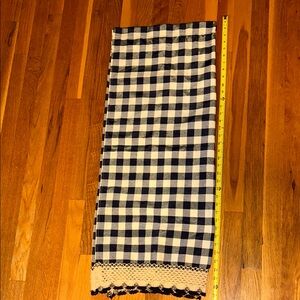 Buffalo Check Window Curtains Navy & Cream EUC 63 L Panels x3 & 6 Valances EUC